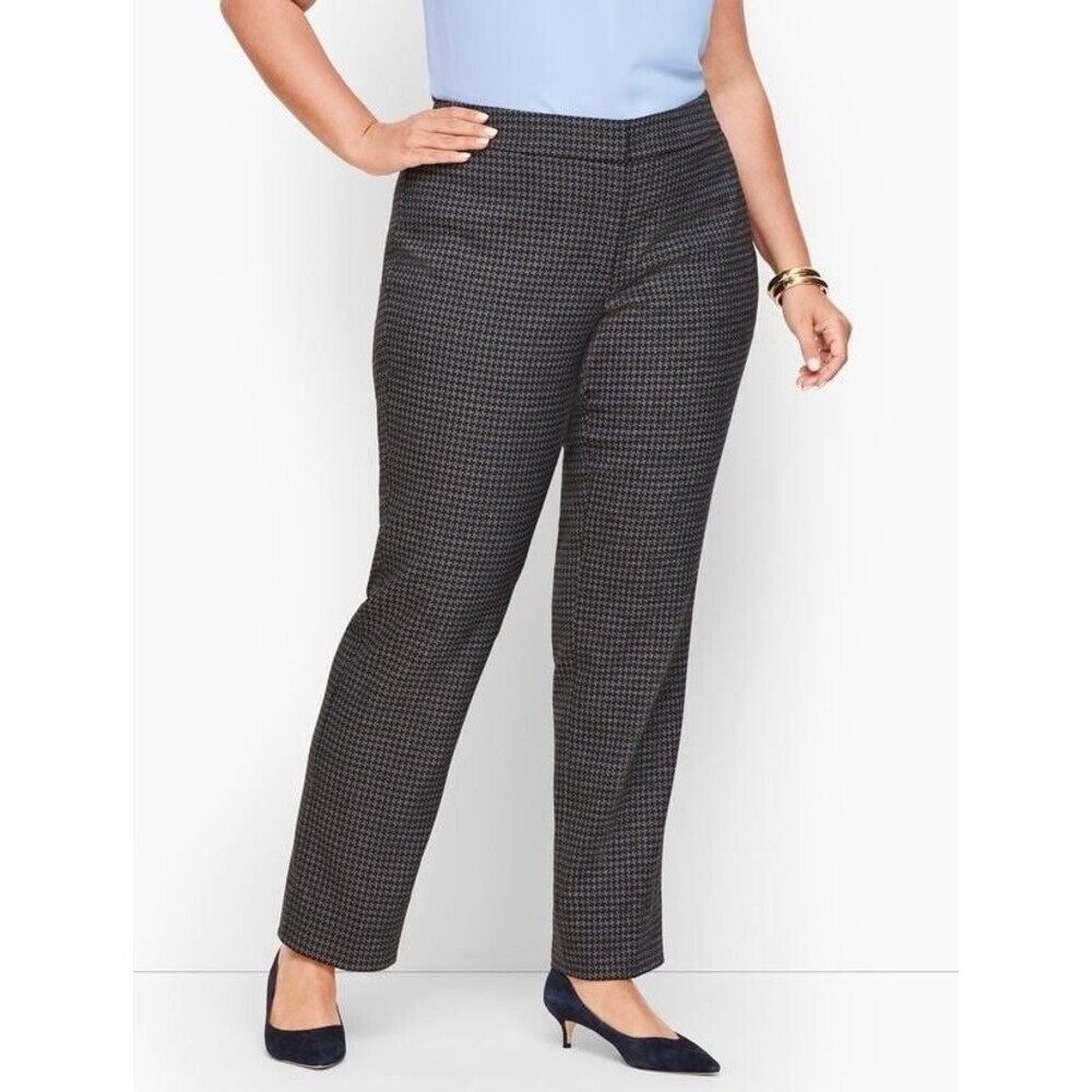 Ann Taylor Petite‎ Black White Geometric Flat Front Straight Leg Pants